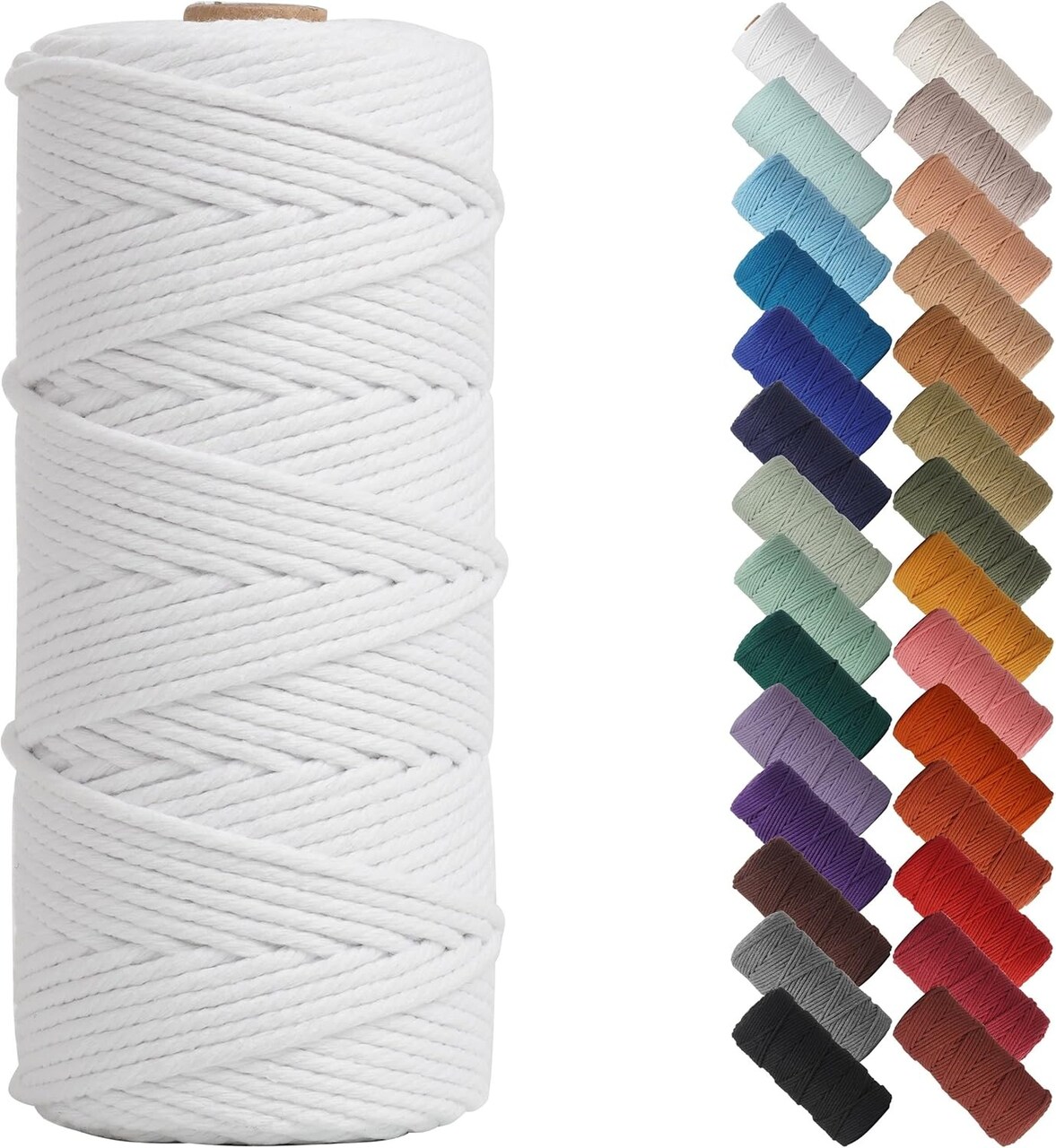 3mm x 109 Yards Natural Macrame Cord, Beige Cotton Rope for Wall Hangings, Plant Hangers, DIY Crafts & Knitting